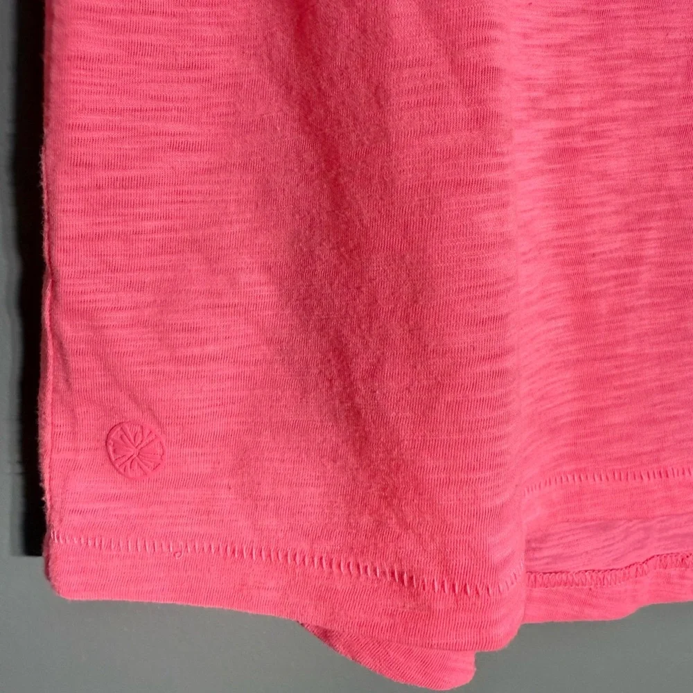 Lilly Pulitzer Etta V- Neck Vibrant Pink Short Sleeve Tee - Picture 4 of 5